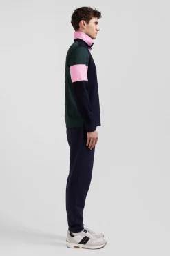 Maillot manches longues en coton vert broderie et applications de tissus cravate coupe Regular