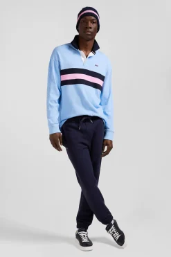 Maillot manches longues en coton ciel brodé coupe Relaxed