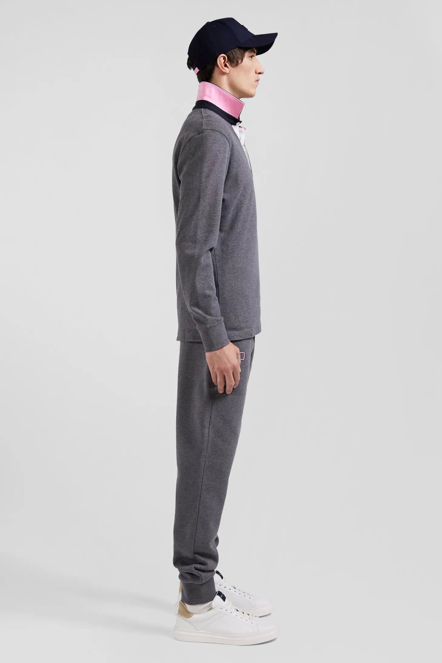 Maillot manches longues en coton gris détails nœud papillon coupe Regular