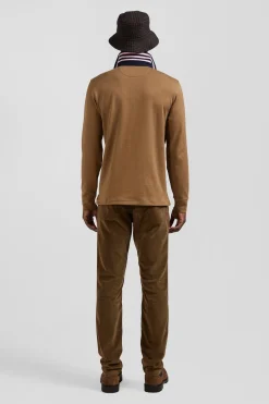 Maillot manches longues en coton Pima camel coupe Regular