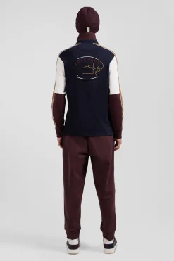 Maillot manches longues en coton bordeaux broderie dos et passepoil coupe Regular