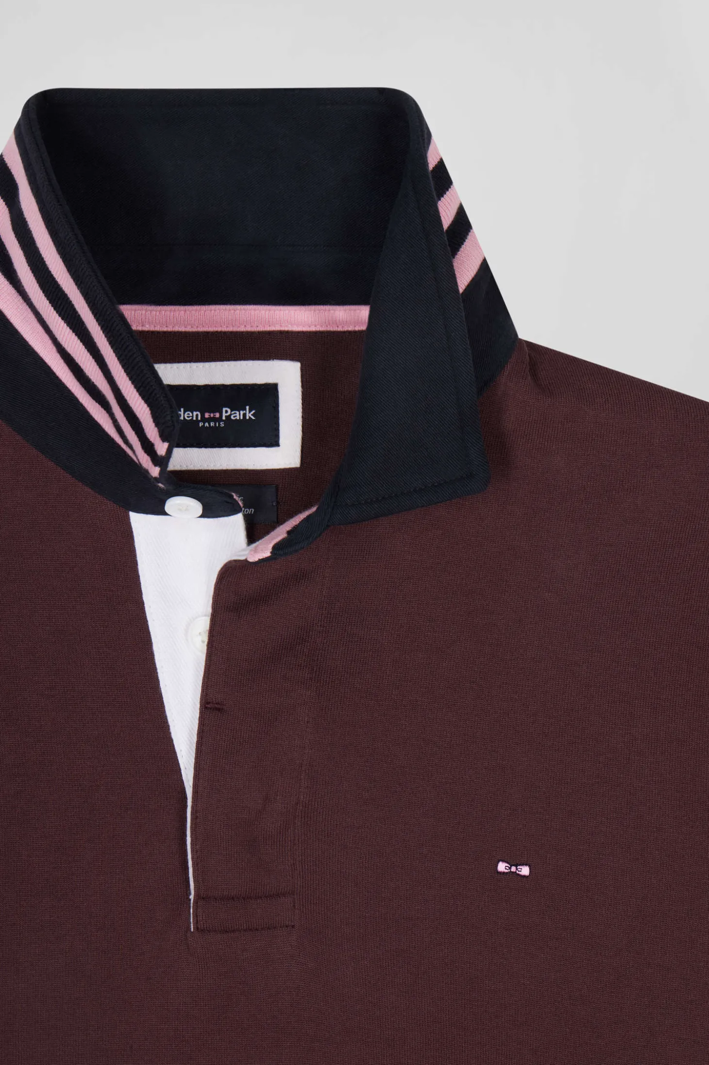 Maillot manches longues en coton Pima bordeaux coupe Regular