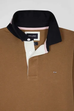 Maillot manches longues en coton Pima camel coupe Regular