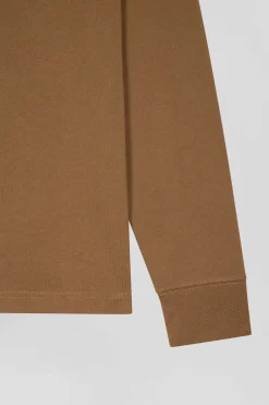 Maillot manches longues en coton Pima camel coupe Regular