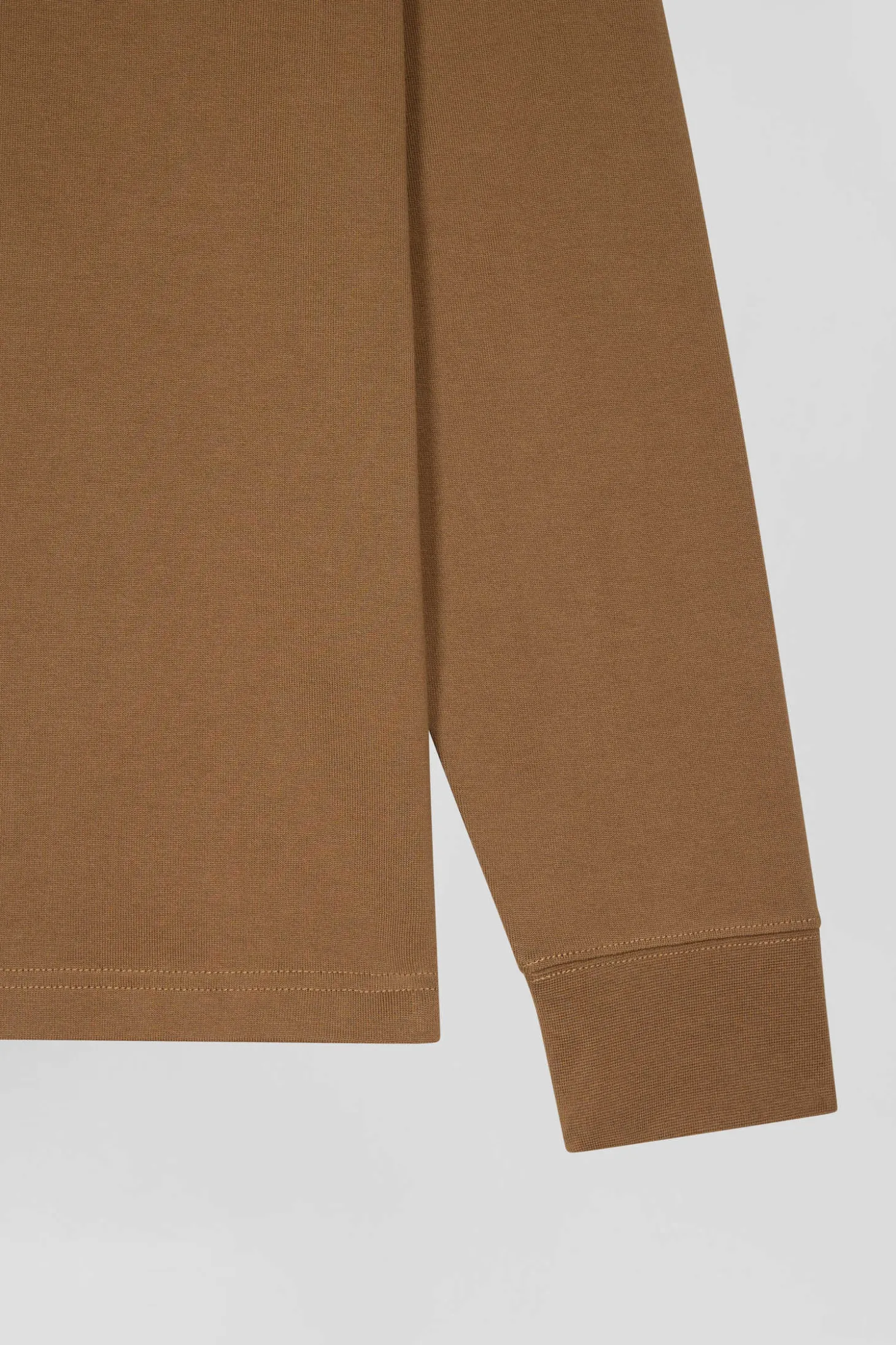 Maillot manches longues en coton Pima camel coupe Regular