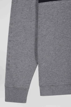 Maillot manches longues en coton gris brodé coupe Relaxed
