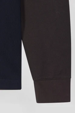 Maillot manches longues en coton marron broderie et applications de tissus cravate coupe Regular