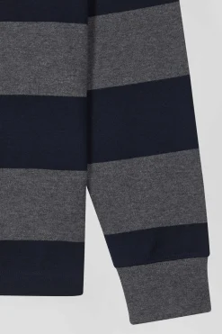 Maillot manches longues en coton gris cerclé coupe Regular