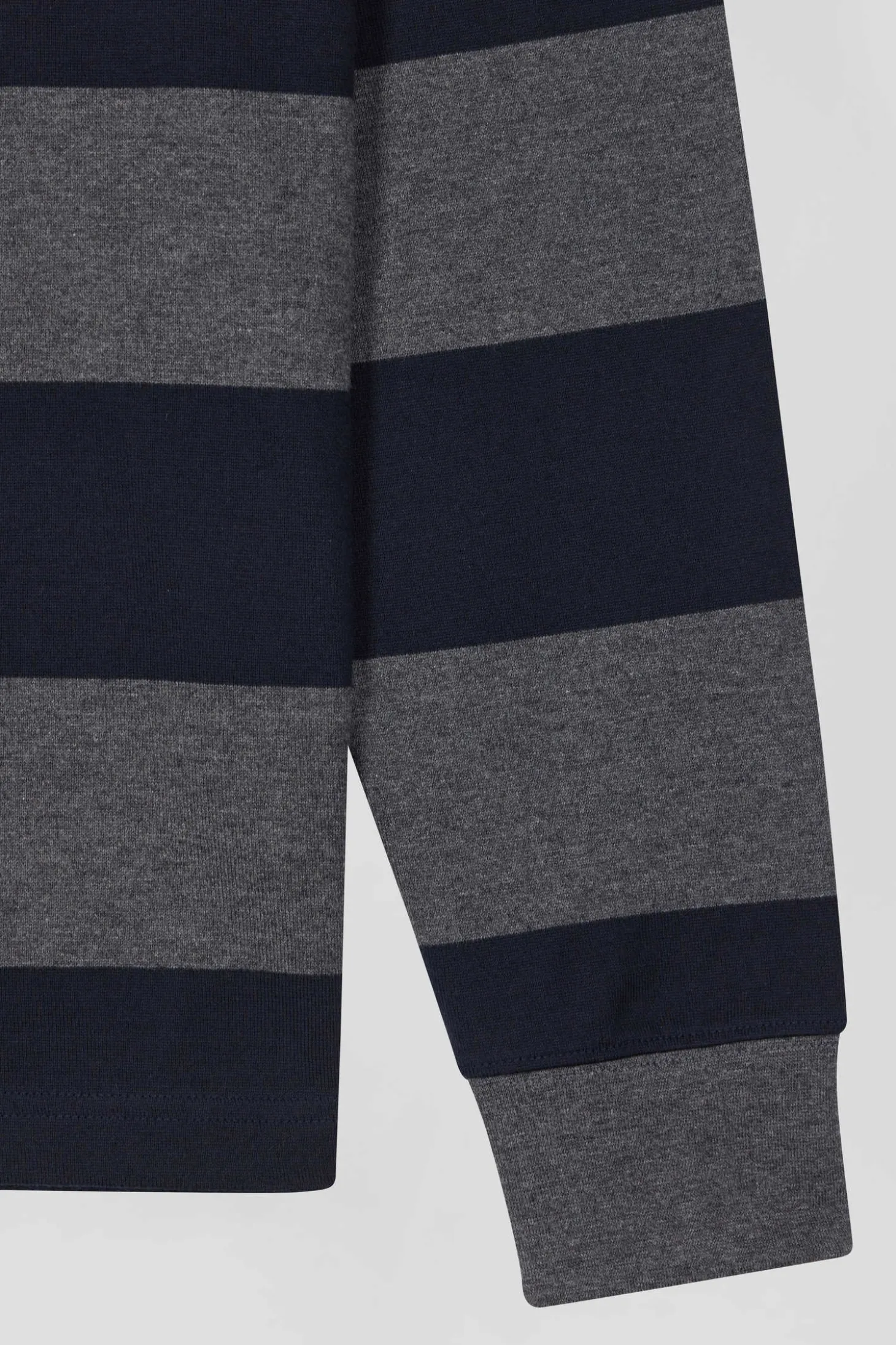 Maillot manches longues en coton gris cerclé coupe Regular