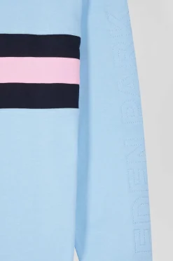 Maillot manches longues en coton ciel brodé coupe Relaxed