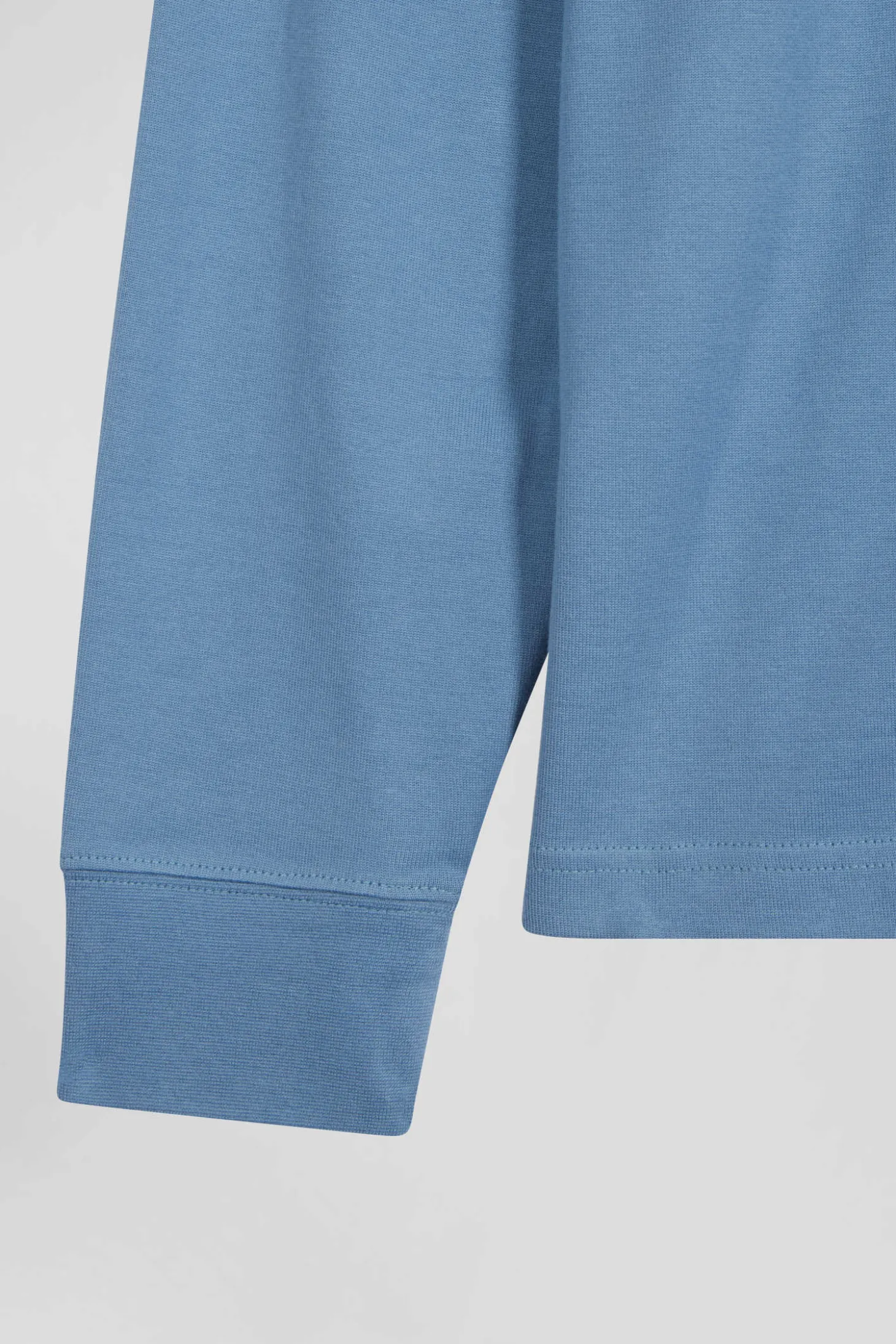 Maillot manches longues en coton Pima bleu coupe Regular