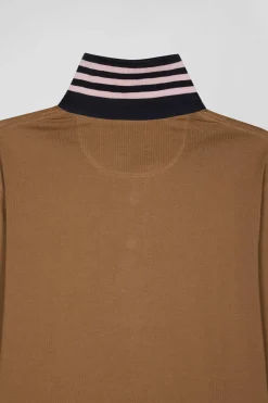 Maillot manches longues en coton Pima camel coupe Regular