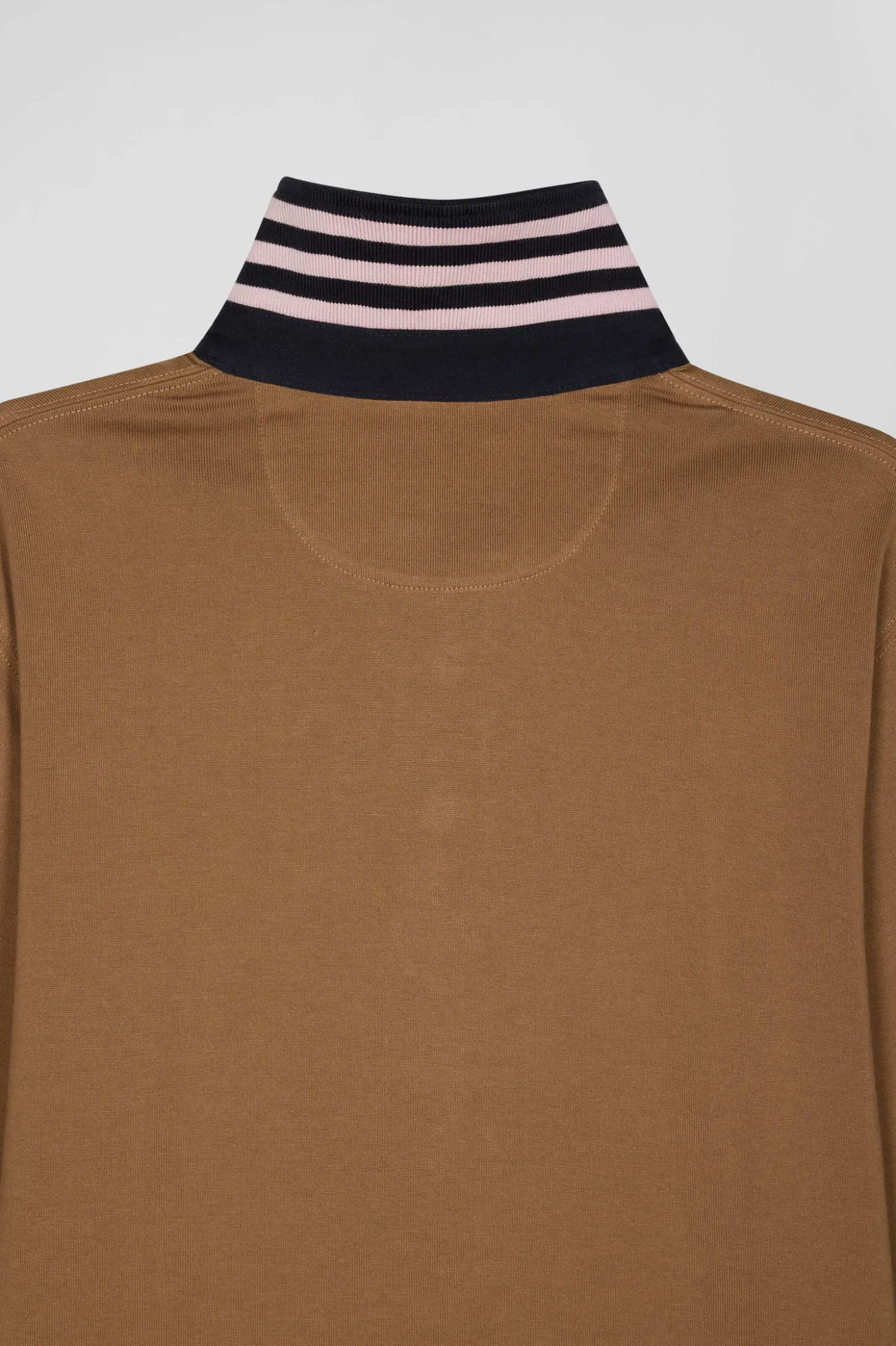 Maillot manches longues en coton Pima camel coupe Regular