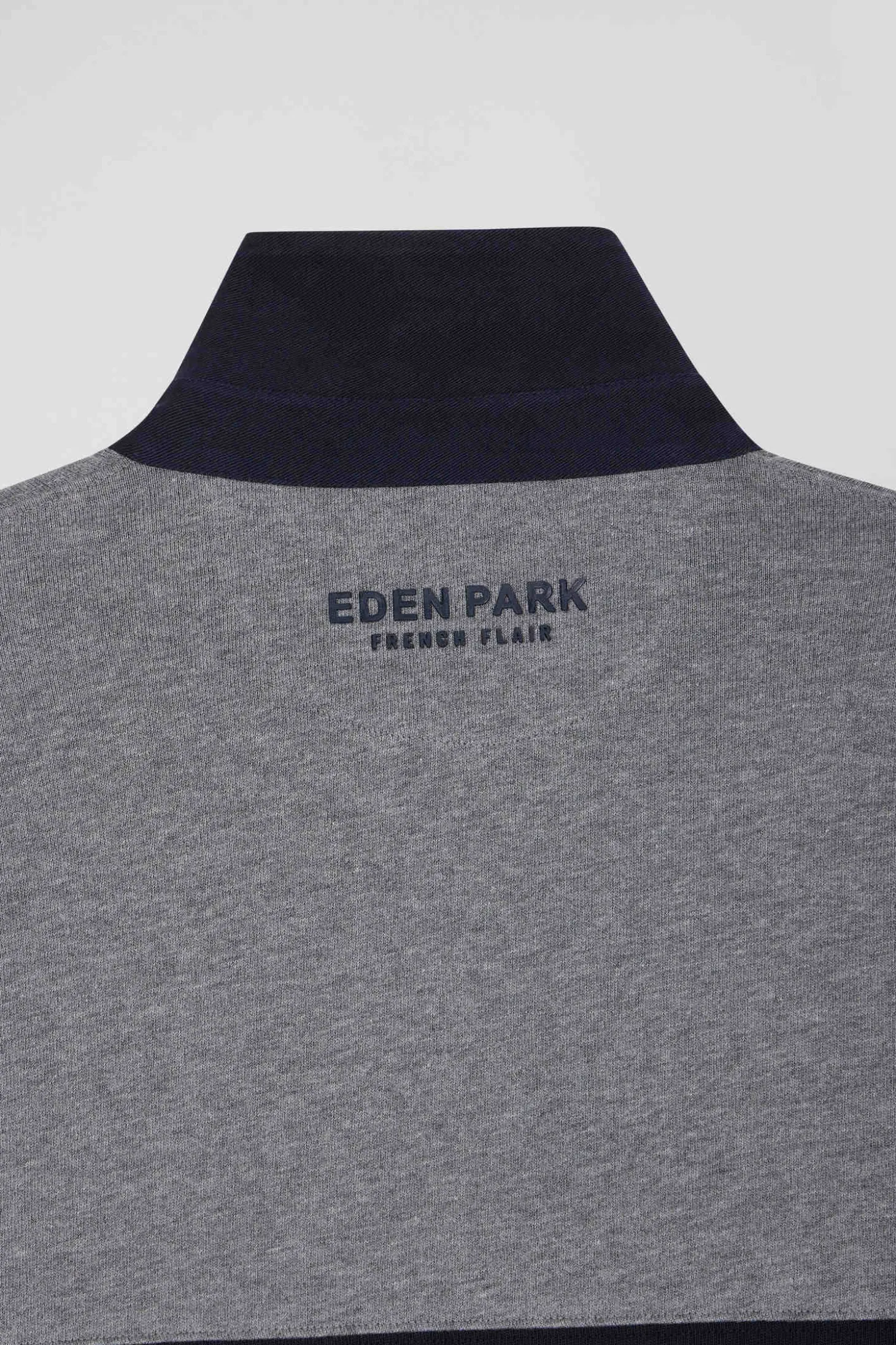 Maillot manches longues en coton gris brodé coupe Relaxed
