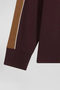 Maillot manches longues en coton bordeaux broderie dos et passepoil coupe Regular