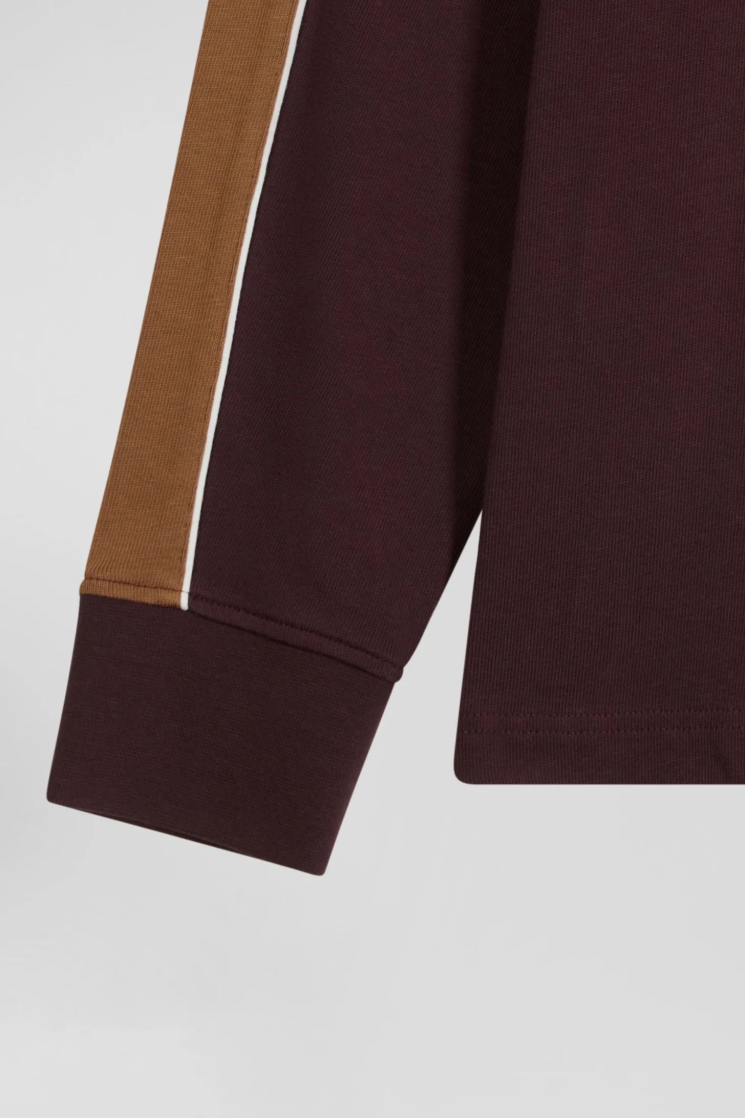Maillot manches longues en coton bordeaux broderie dos et passepoil coupe Regular