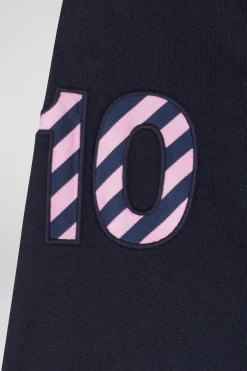 Maillot manches longues en coton bleu marine broderie manche 10 coupe Regular