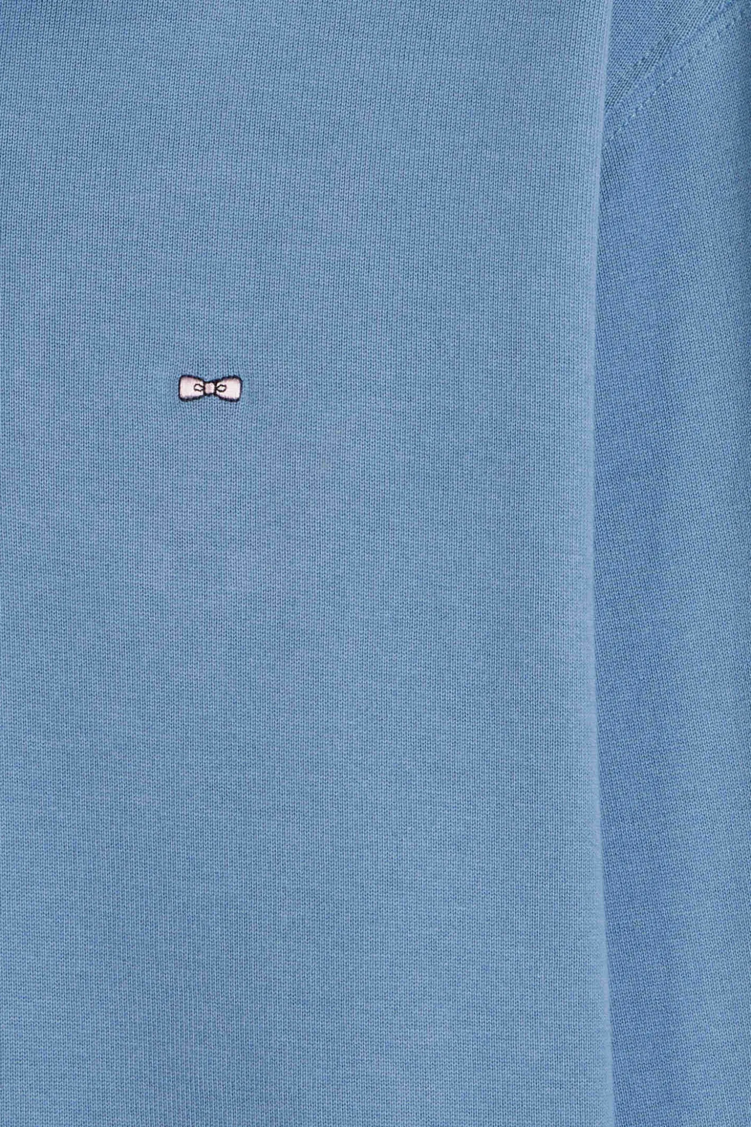 Maillot manches longues en coton Pima bleu coupe Regular