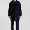 Manteau en coton mélangé à carreaux bleu marine