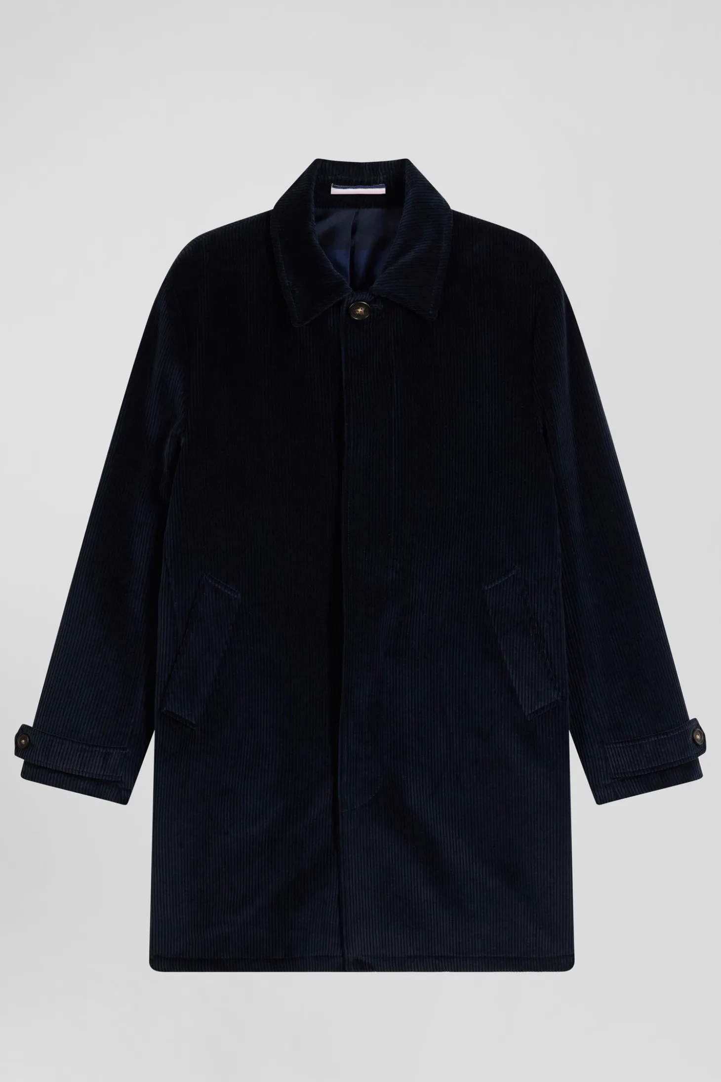 Manteau en coton mélangé à carreaux bleu marine