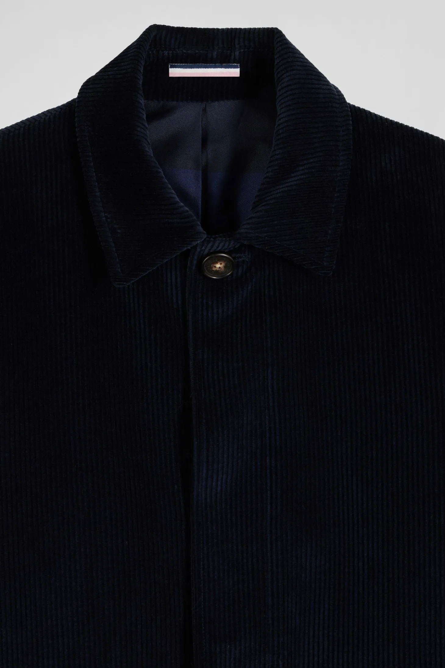 Manteau en coton mélangé à carreaux bleu marine