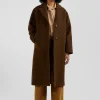 Manteau en drap de laine mélangée marron coupe Oversized
