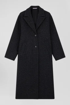 Manteau en drap de laine mélangée gris anthracite coupe Regular
