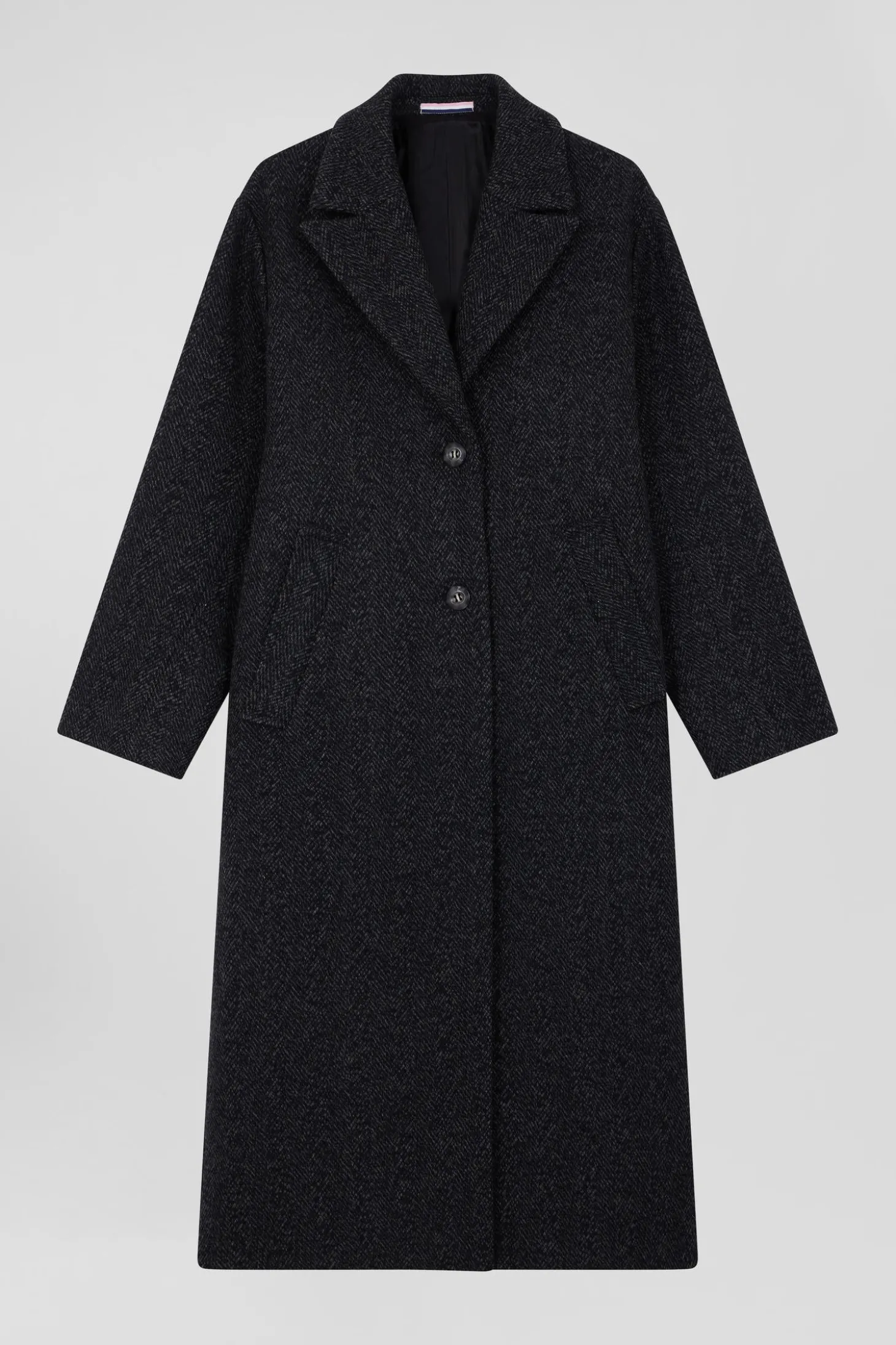 Manteau en drap de laine mélangée gris anthracite coupe Regular
