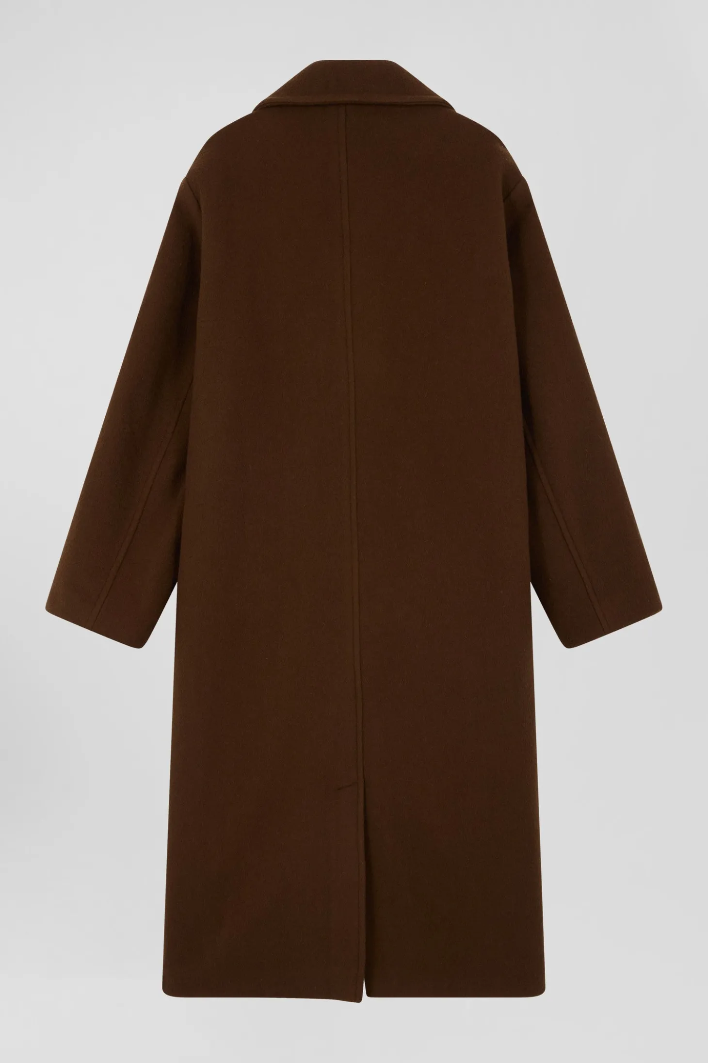 Manteau en drap de laine mélangée marron coupe Oversized