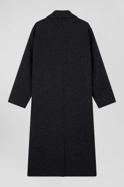 Manteau en drap de laine mélangée gris anthracite coupe Regular