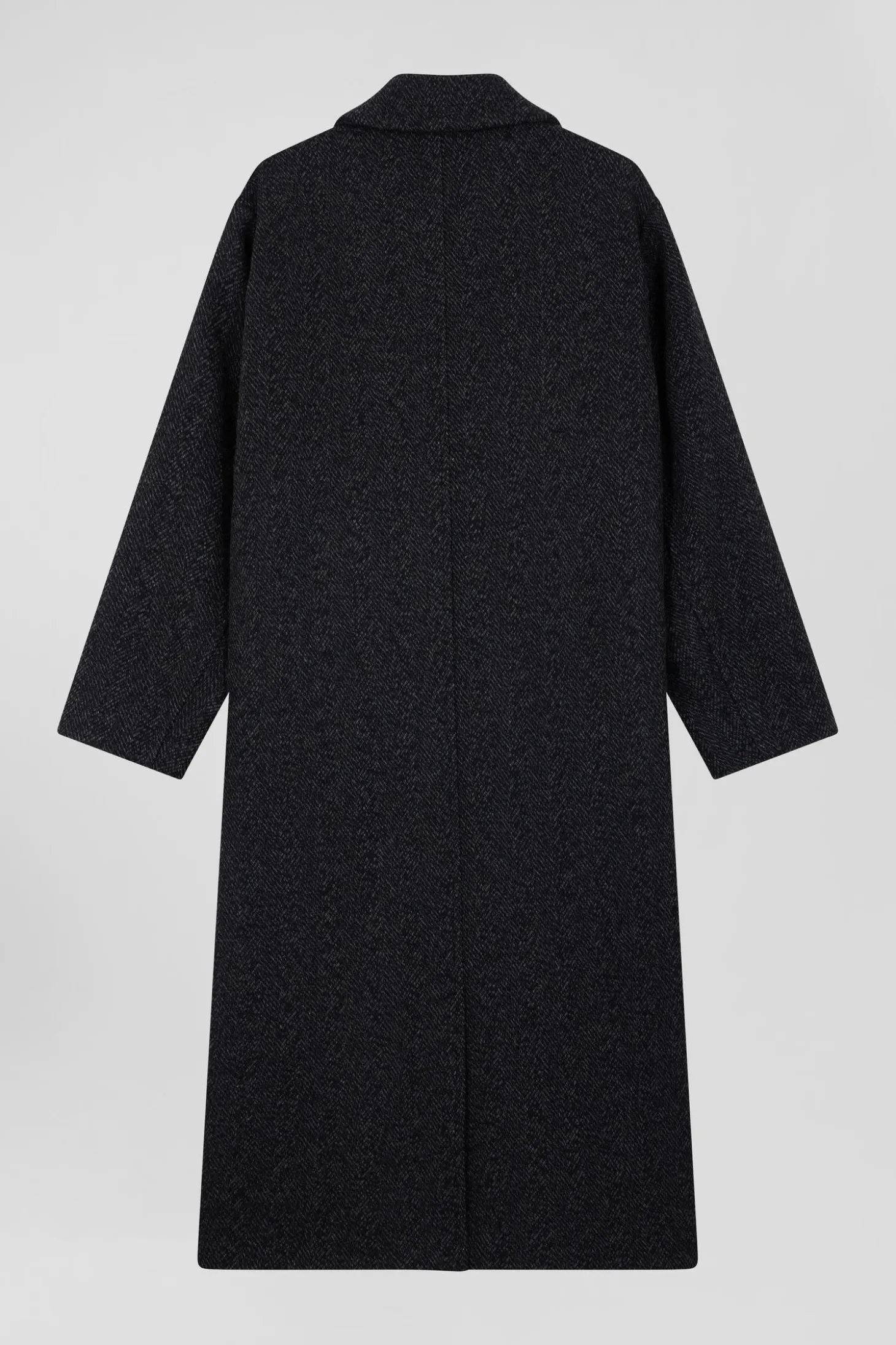 Manteau en drap de laine mélangée gris anthracite coupe Regular