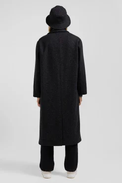 Manteau en drap de laine mélangée gris anthracite coupe Regular