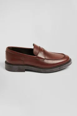 Mocassins en cuir glacé marron