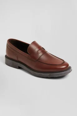Mocassins en cuir glacé marron
