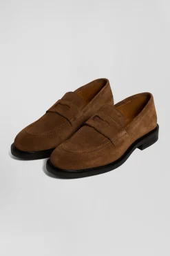 Mocassins en cuir suédé marron