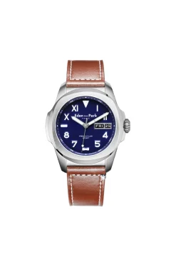 Montre à quartz en cuir marron