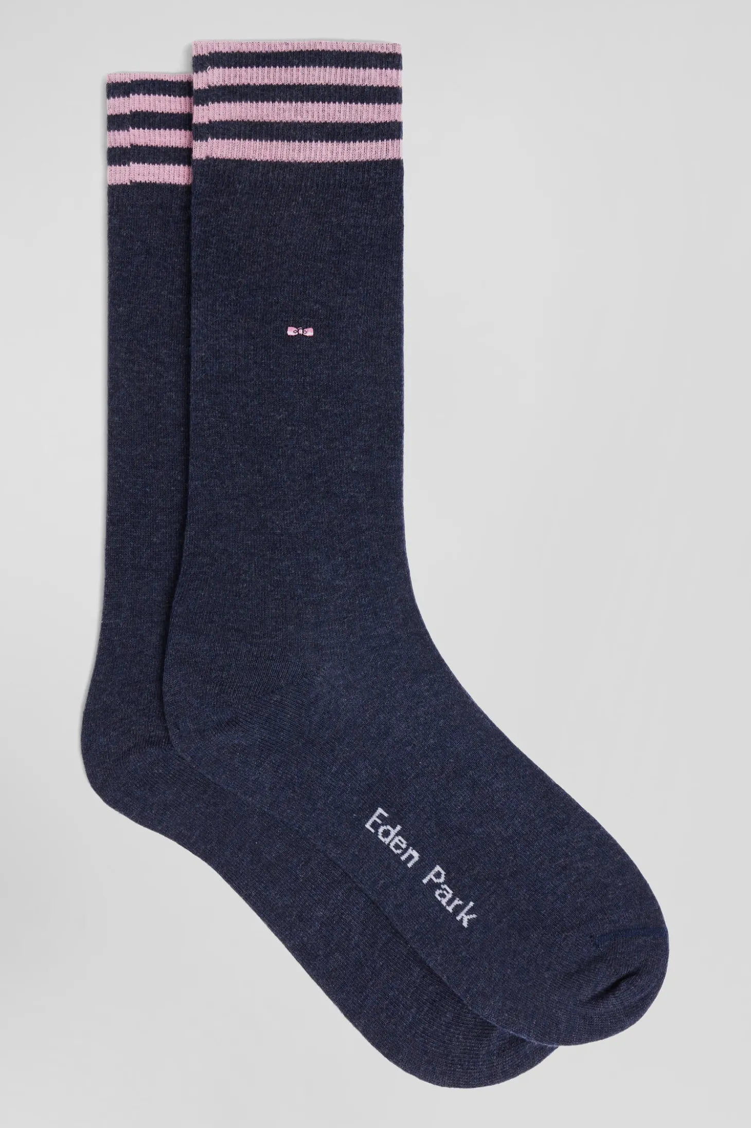 Paire de chaussettes bleues à détails cerclés en coton stretch