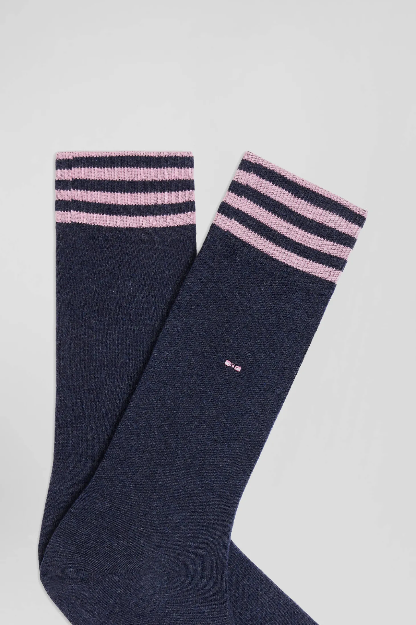 Paire de chaussettes bleues à détails cerclés en coton stretch