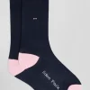 Paire de chaussettes en coton mélangé bleu marine et rose
