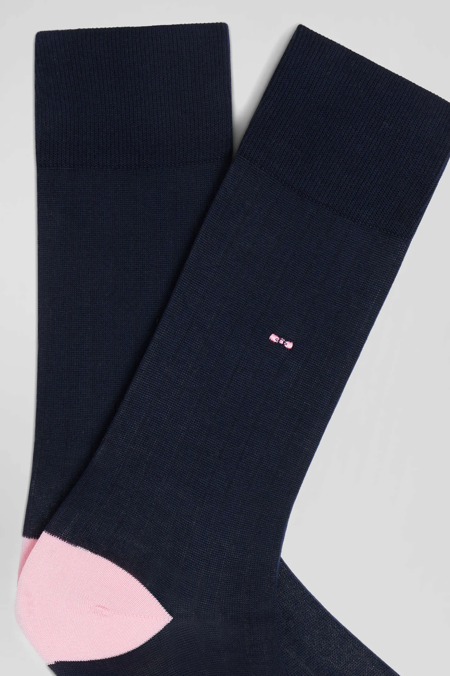 Paire de chaussettes en coton mélangé bleu marine et rose