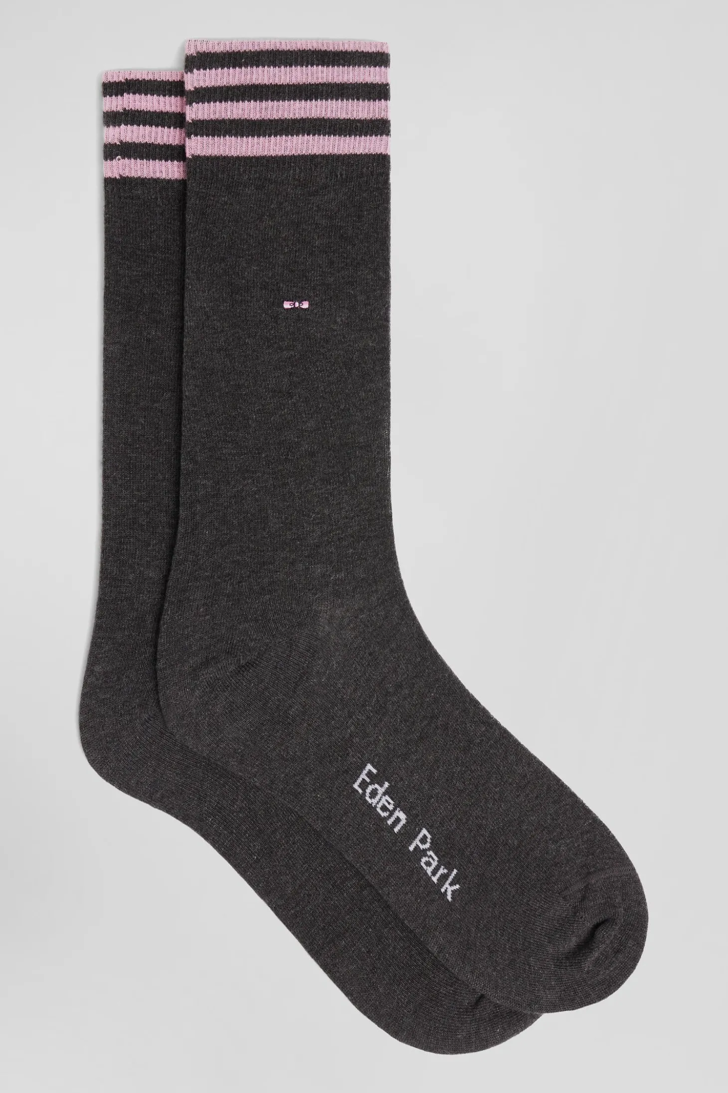 Paire de chaussettes grises à détails cerclés en coton stretch