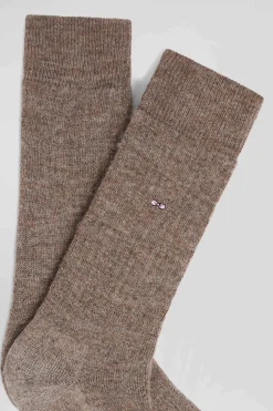 Paire de chaussettes homme en laine alpaga mélangée marron