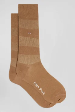 Paire de chaussettes marron à jeux de maille en coton stretch