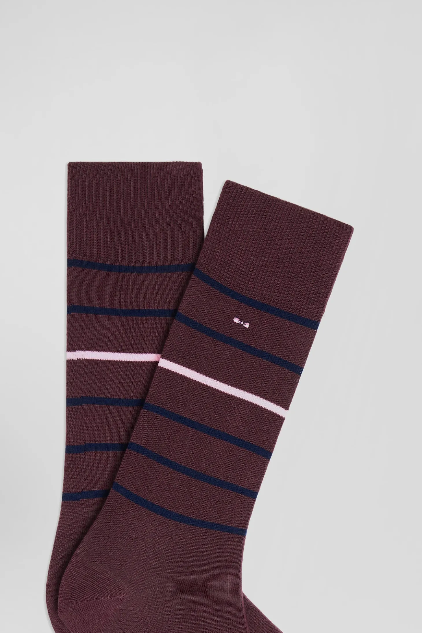 Paire de chaussettes rayées en coton stretch bordeaux