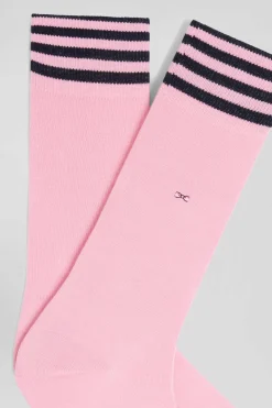 Paire de chaussettes roses à détails cerclés en coton stretch