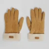 Paire de gant femme en cuir shearling camel
