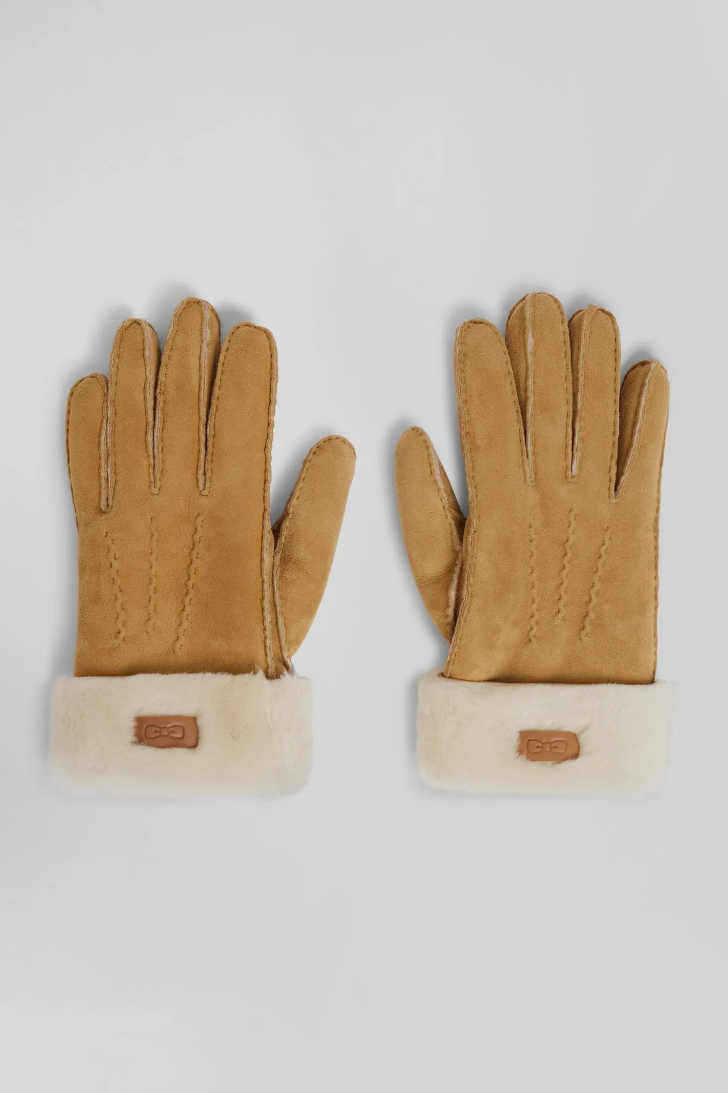 Paire de gant femme en cuir shearling camel