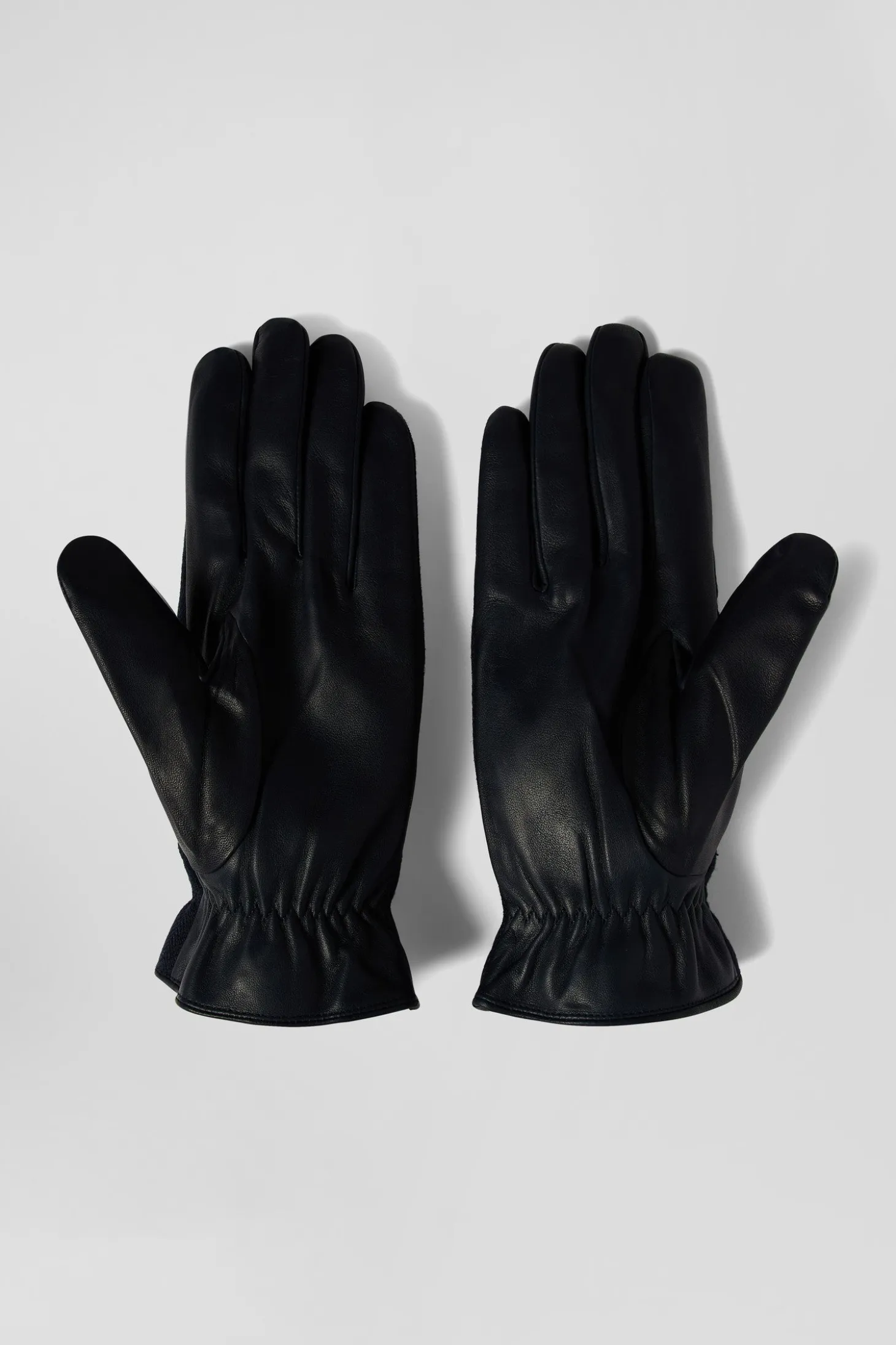Paire de gants en cuir lisse bleu marine