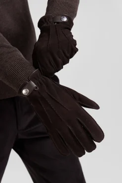 Paire de gants en cuir marron