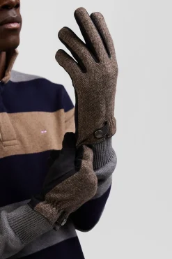 Paire de gants homme en cuir marron